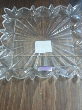 Marquise Clear Glass Decorative Platter with Scalloped Edge